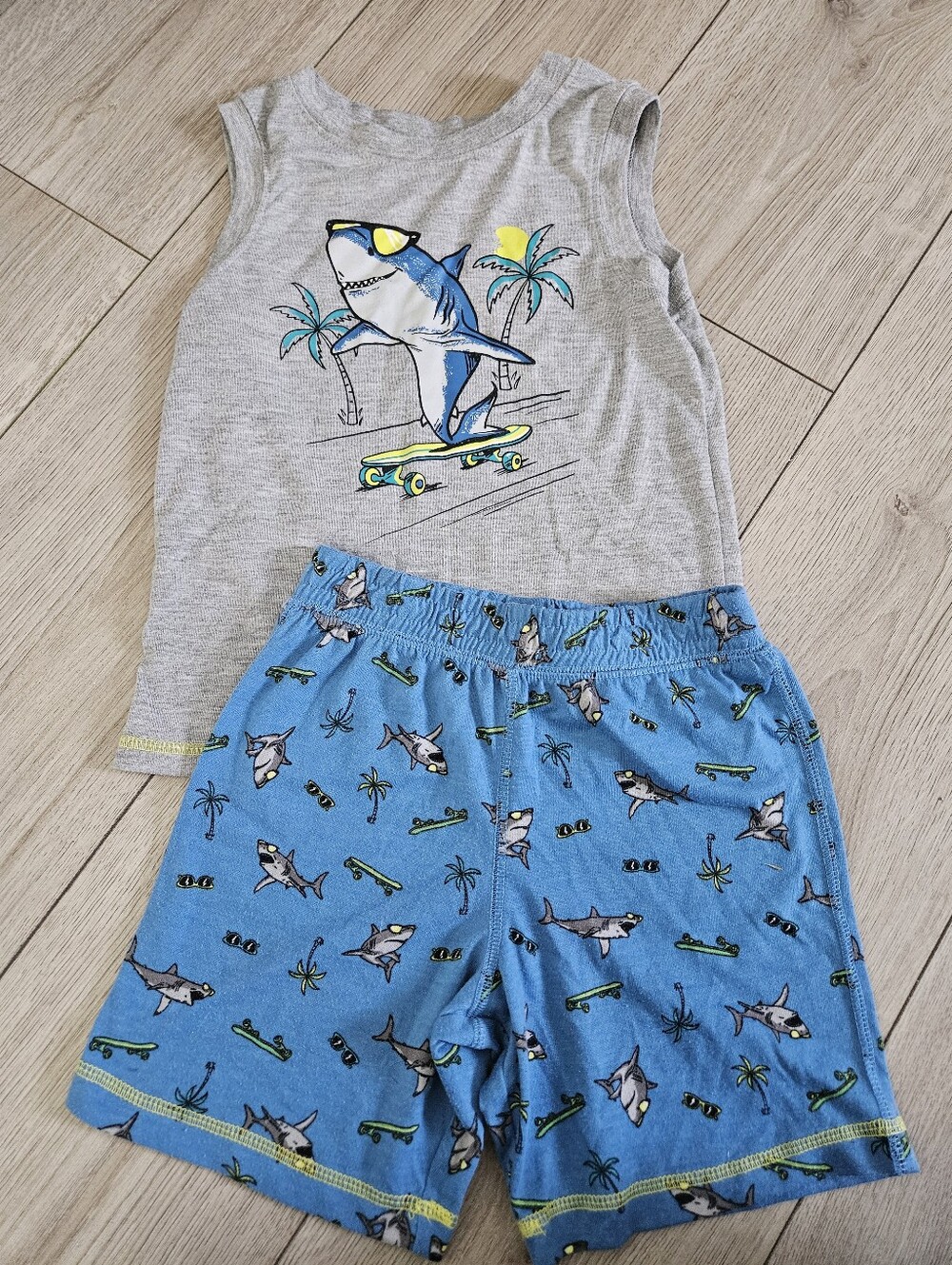 George Boys Shark Skateboarding 2 Piece Summer Pajama Set Size 6
